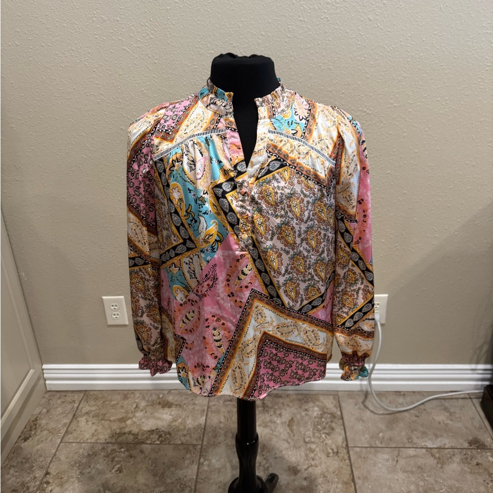 Fate long sleeve multicolor blouse